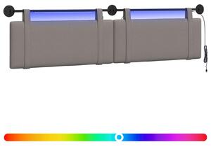 Testiera sospesa Con luce LED Tortora Tessuto