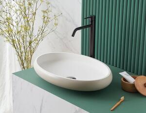 SANYCCES ESLIDA Lavabo da appoggio ovale in mineralguss 60x40 cm, bianco opaco