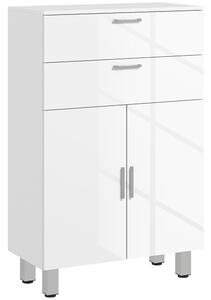 Kleankin Mobile Bagno con 2 Cassetti e Armadietto con Ripiano Regolabile, in Legno, 60x30x93 cm, Bianco | Aosom Italy