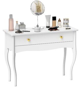 HOMCOM Tavolo Toeletta Elegante con Ampio Cassetto Portaoggetti, in Legno, 100x40x74 cm, Bianco | Aosom Italy
