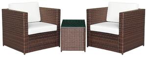 Outsunny Set Mobili da Giardino Rattan PE da 3 Pezzi, 2 Poltrone da Esterno, Tavolino e Cuscini, Marrone|Aosom