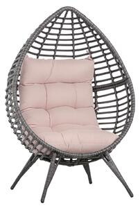 Outsunny Poltrona da Esterno in Rattan con Cuscino Grigio e Beige Forma a Goccia 101x89x156cm|Aosom