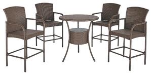 Outsunny Set Relax Giardino 5 Pezzi: Tavolino 4 Sedie Alte in Rattan Sintetico, Secchiello Ghiaccio Integrato, Arredo Esterno Elegante - Marrone|Aosom
