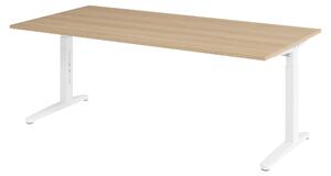 Scrivania bümö serie XB - Dimensioni: 200 x 100 cm, struttura: bianco, finitura: rovere