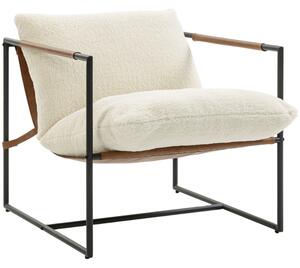 HOMCOM Poltrona salotto, imbottita in tessuto bouclé, ampia seduta e struttura in acciaio, 77x91x80cm, Crema | Aosom Italy