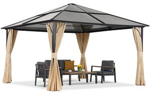 Gazebo moderno da giardino Santiago 4x4m con tende Garden Point beige