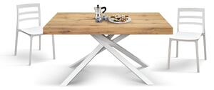 Tavolo moderno allungabile rovere rustico gambe bianche 140x90x74 160x90x74