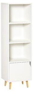 HOMCOM Armadietto Libreria Elegante, Scaffale Multifunzione con 3 Ripiani e 1 Armadietto, 40x30x129.5cm - Bianco|Aosom
