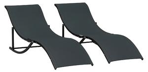 Outsunny Set 2 Sdraio da Giardino Pieghevoli, Lettino Prendisole in Alluminio e Texteline, Nero, 61x165x63cm|Aosom