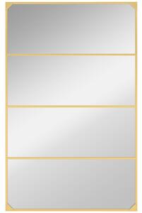 HOMCOM Specchio da parete stile vetrata rettangolare industriale, orizzontale o verticale con 4 ganci, in metallo dorato 109 x 69 cm | Aosom Italy
