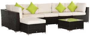 Outsunny Mobili da Giardino in Rattan e Alluminio Set 8 Pezzi, Salotto da Giardino Componibile con Divani e Tavolino da Esterno|Aosom