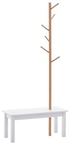 HOMCOM Panca Appendiabiti Attaccapanni per Ingresso Camera da Letto, Bambù, Bianco Legno, 80x30x180cm|Aosom