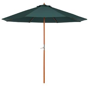 Outsunny Ombrellone da giardino in legno di pioppo, copertura di poliestere Verde, Stabile, Anti-UV, Ø270 x 250cm