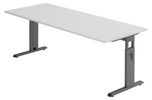 Bümö Scrivania Serie-O - Struttura: Grafite, Finitura: Grigio, Dimensioni: 200 x 80 cm
