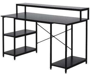 HOMCOM Scrivania per computer con scaffale tappettini regolabili Tavolo pc moderno per casa ufficio nero 140 x 60 x 93cm|Aosom