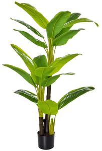HOMCOM Banano Pianta in Vaso, Albero di Banano Artificiale, Pianta Finta per Interno ed Esterno, 150cm|Aosom