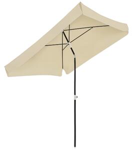 Outsunny Ombrellone da Esterno 198x195cm, Terrazza, Giardino con Tettuccio Quadrato, Regolabile e Portatile, Bianco Crema|Aosom