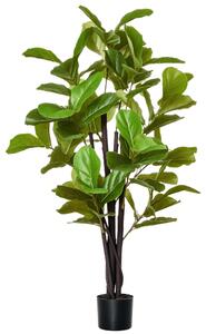 HOMCOM Ficus Artificiale 130cm per Interni ed Esterni, Pianta Artificiale Realistica con 78 Foglie|Aosom