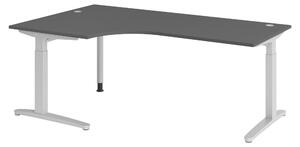 Bümö Scrivania Serie-XB - Struttura: argento, decorazione: grafite, dimensioni: scrivania angolare 200 x 120 cm