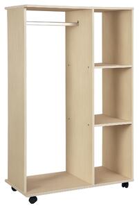 Homcom Stand Appendiabiti Attaccapanni Mobile con Ruote Design Aperto con 3 Ripiani Armadio aperto con ripiani in effetto legno 80x40x128cm|Aosom