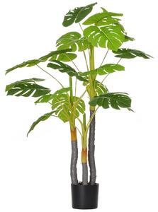 HOMCOM Monstera Pianta Artificiale per Interno ed Esterno, Pianta Finta Realistica con 20 Foglie, 120cm|Aosom