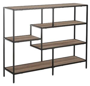 HOMCOM Scaffale Libreria Asimmetrica in Stile Industriale, in Legno e Metallo Nero, 120x32x95cm