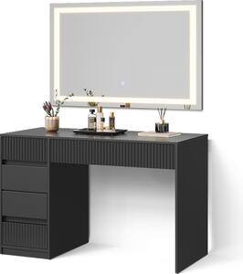 Tavolo da toilette Livinity Allia Nero 120 cm con specchio a LED, Model 52465