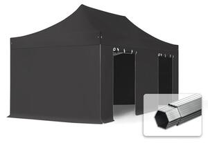 TOOLPORT 3x6m gazebo pieghevole PES con laterali, PROFESSIONAL alluminio, nero