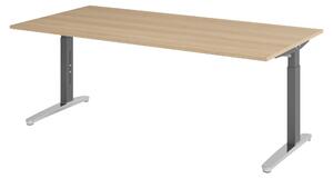 Scrivania bümö Serie XB - Dimensioni: 200 x 100 cm, Decorazione: rovere, Struttura: grafite/alluminio lucido