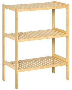 HOMCOM Mobile Multiuso 3 Livelli in Bambù, Versatile per Bagno, Salotto, Cucina, 62x33x80cm - Naturale e Salvaspazio|Aosom