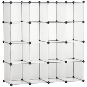 HOMCOM Scarpiera Modulare Trasparente, Salvaspazio, 16 Cubi 30x30x30cm, Plastica PP e Acciaio, 125x32x125cm - Trasparente|Aosom