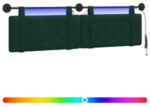 Testiera sospesa Con luce LED Verde Scuro Velluto