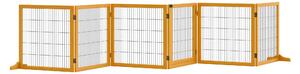PawHut Cancelletto per Cani di Piccola/Media Taglia in Legno e Acciaio con 6 Pannelli Pieghevoli, 432x36x70cm|Aosom