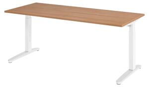 Scrivania bümö Serie XB - Finitura: noce, dimensioni: 180 x 80 cm, struttura: bianco/alluminio lucido