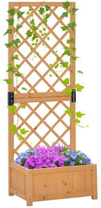 Outsunny Fioriera con Grigliato in Legno 60x40x160cm, Ideale per Piante Rampicanti, Design Elegante per Esterno/Giardino|Aosom