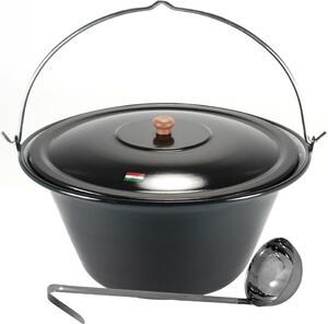 Bollitore per gulasch Grillplanet® da 30 litri Coperchio e mestolo