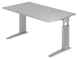 Scrivania bümö Serie U - Struttura: grigio argento, finitura: grigio, dimensioni: 140 x 80 cm