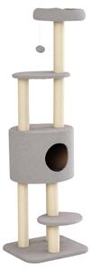 PawHut Tiragraffi per gatti multi-attività albero gatto a 5 livellicon cuccia morbida palla sospesa in sisal peluche|Aosom