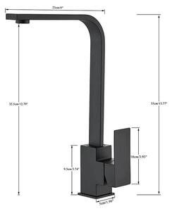Miscelatore per lavello da cucina - Miscelatore angolare - Bocchetta girevole a 360° - Miscelatore monocomando con controllo acqua calda e fredda - Acciaio inossidabile - Montaggio a incasso con un foro - Colore nero
