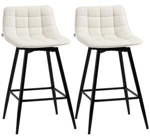 HOMCOM Set 2 Sgabelli da cucina e Bar con Schienale e Poggiapiedi, Sedie Imbottite Alte in Metallo e Velluto, Bianco Crema, 45x47x88 cm|Aosom Italy