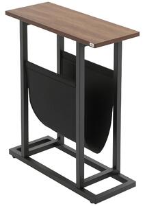 HOMCOM Tavolino da Salotto in Legno e Acciaio con Borsa Portaoggetti in Tessuto Oxford per Soggiorno e Camera, 49x19x55 cm, Marrone e Nero | Aosom