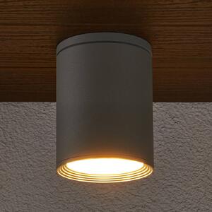 Faretto soffitto Minna, cilindrico, grigio argento Minna Lucande, Alluminio / Grigio / Zincato, Alluminio, Moderno, Plafoniera