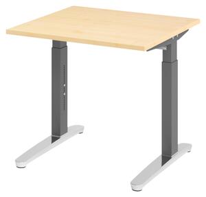 Scrivania bümö serie XB - Decorazione: acero, dimensioni: 80 x 80 cm, struttura: grafite/alluminio lucido