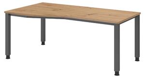 Scrivania bümö Serie Q - Finitura: rovere nodato, struttura: grafite, dimensioni: 180 x 100 cm
