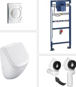 Orinatoio senza bordo VIGOUR DERBY con coperchio SoftClose e accessori Grohe, cromo opaco