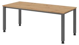 Scrivania bümö Serie Q - Finitura: rovere nodato, struttura: grafite, dimensioni: 180 x 80 cm