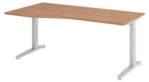 Scrivania bümö serie XB - Struttura: argento, finitura: noce, dimensioni: 180 x 100 cm