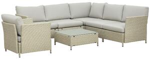 Outsunny Salotto da Giardino 7 Pezzi Modulabile in Rattan PE con Cuscini, Beige|Aosom