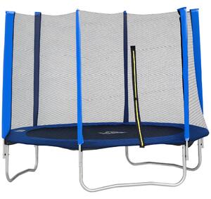 HOMCOM Tappeto Elastico per Bambini e Adulti con Rete di Sicurezza Pali Imbottiti, Trampolino da Giardino, 244x244x205, Blu e Nero