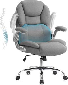 Sedia da ufficio ergonomica da 180 kg, sedia da scrivania, poltrona da ufficio per dirigenti, sedia girevole con braccioli rialzabili, regolabile in altezza, sedia da computer per ufficio e abitazioni (grigia)